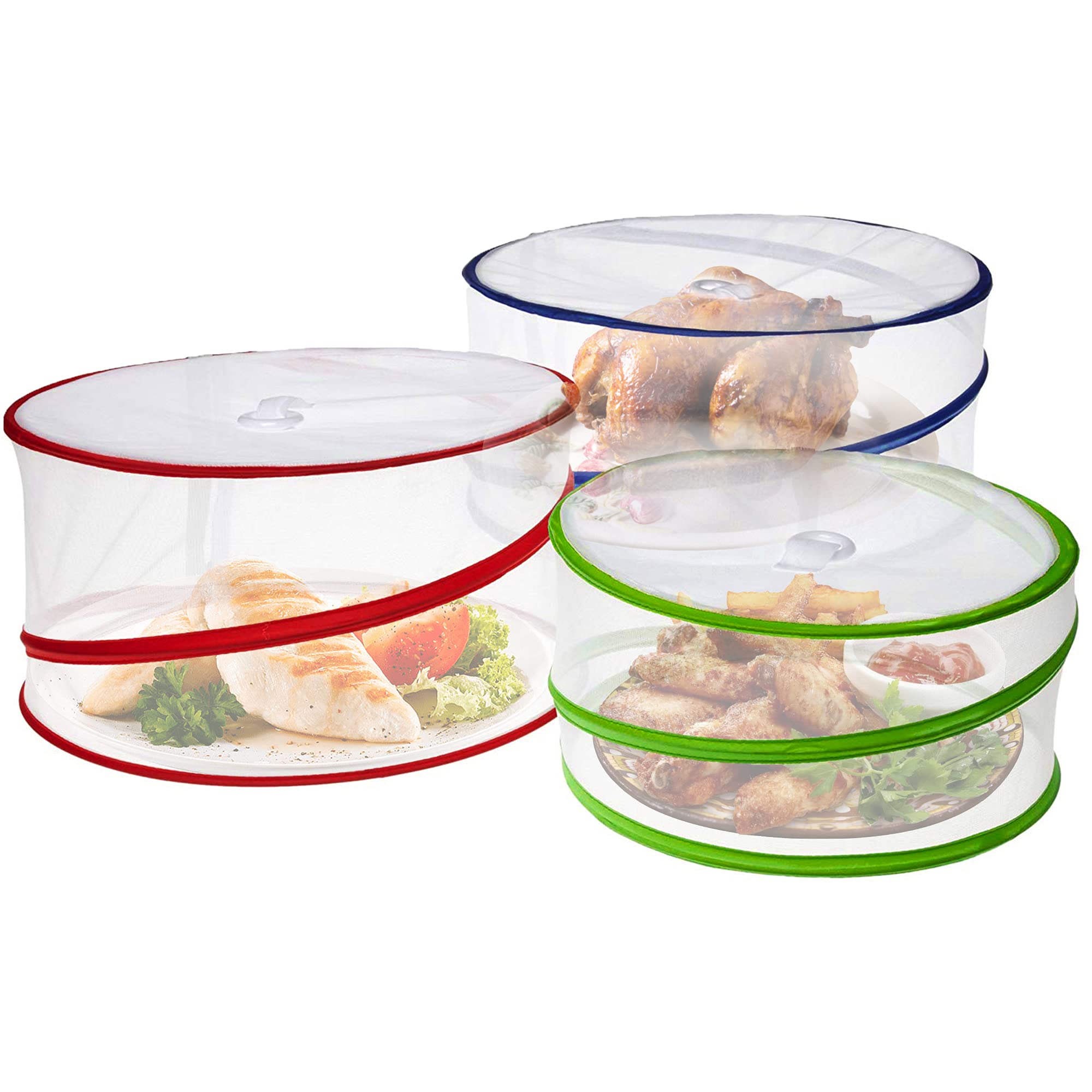 Evelyn Living Set of 3 Collapsible Pop Up Food Covers Mesh Screen Net Reusable Protectors 38 cm